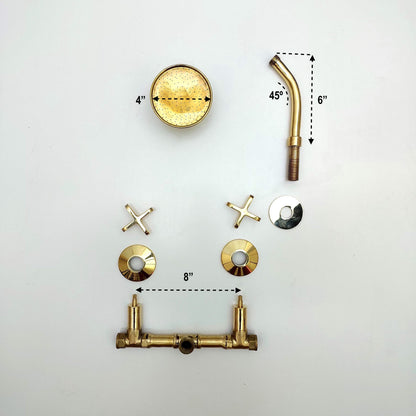 Compact solid brass rain shower system with exposed installation