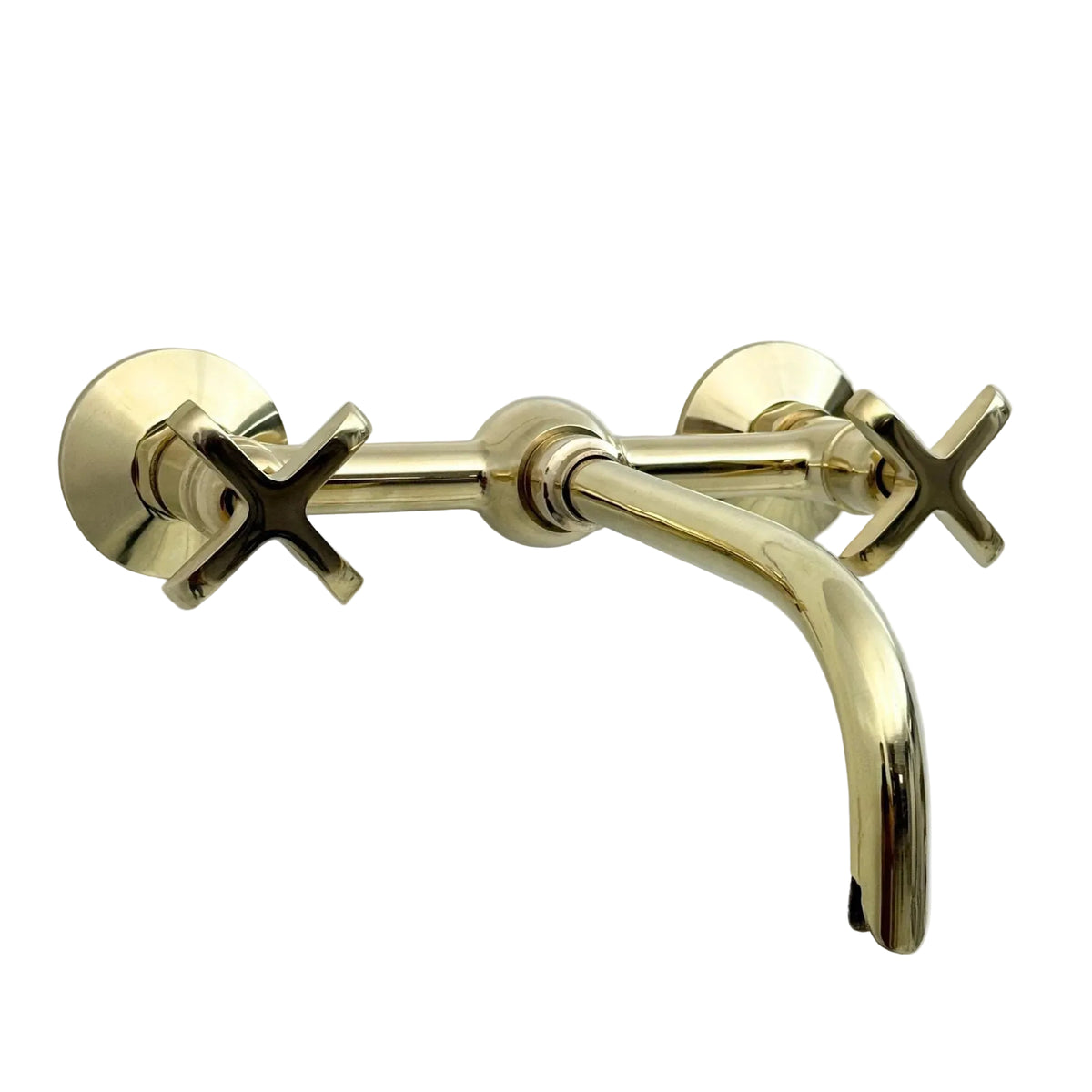 Complete package of unlacquered brass wall mount bathroom faucet