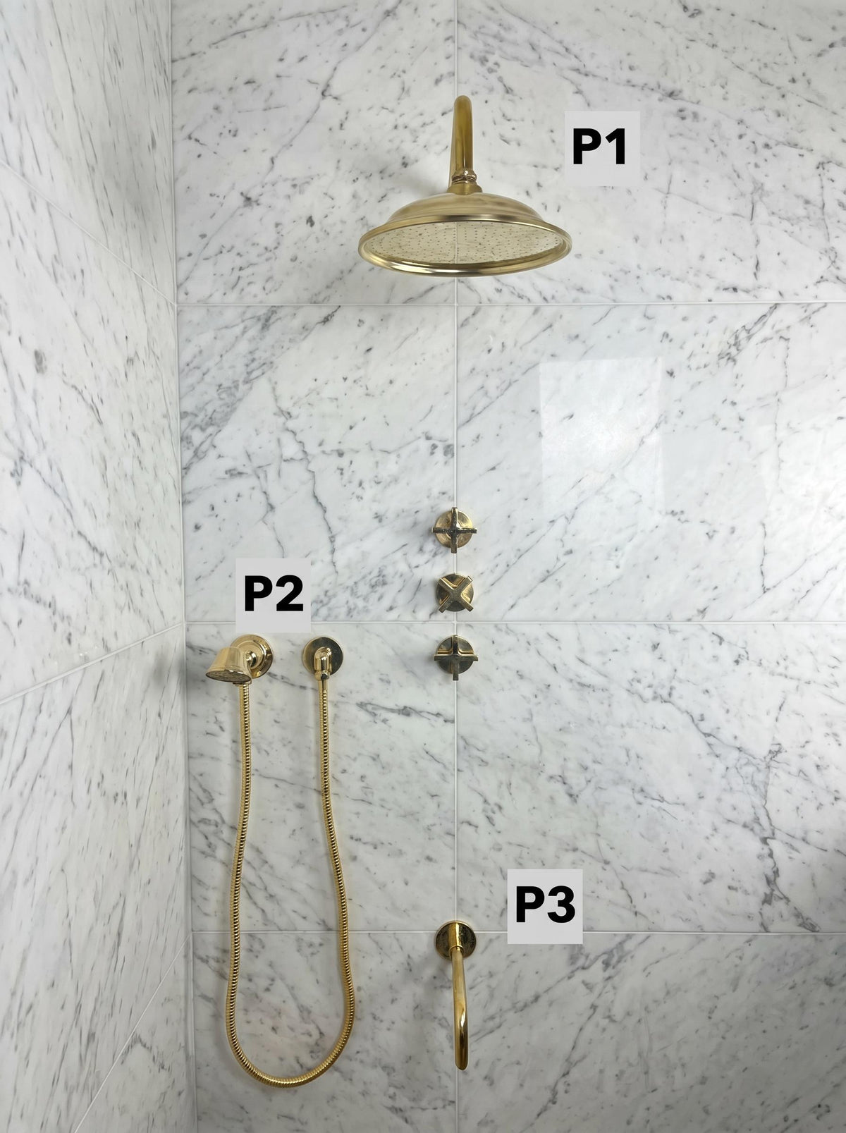 Complete solid brass bathroom shower system with a tub faucet