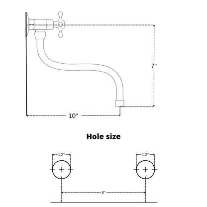 DESIGN Handcrafted solid brass wall mounted faucet with swivel spout