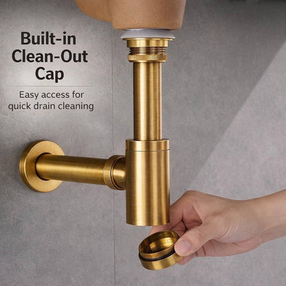 Decorative round bottle trap for a vessel sink installation