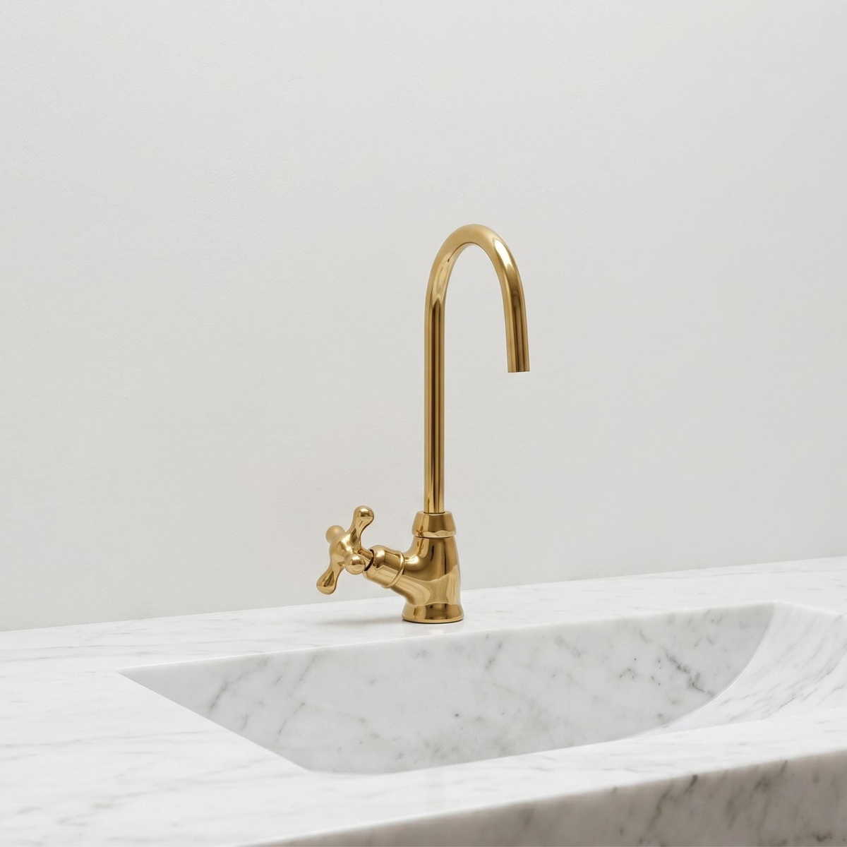 Unlacquered Brass Single Hole Cold Water Faucet | Gooseneck Faucet