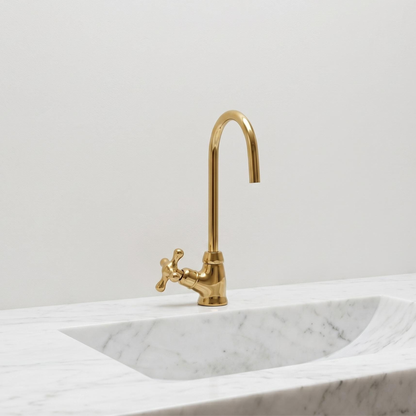 Unlacquered Brass Single Hole Cold Water Faucet | Gooseneck Faucet