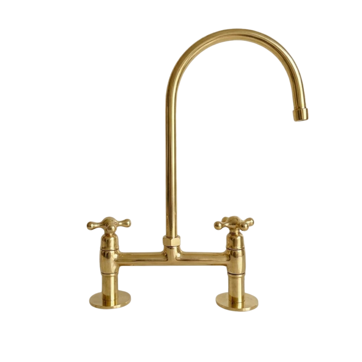 Unlacquered Brass Bridge Bathroom Faucet with Cross Handles