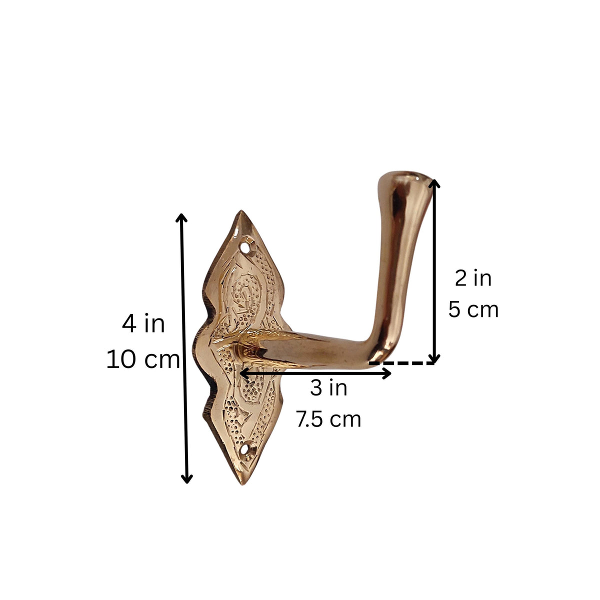 Engraved brass hook installed in bathroom for towels