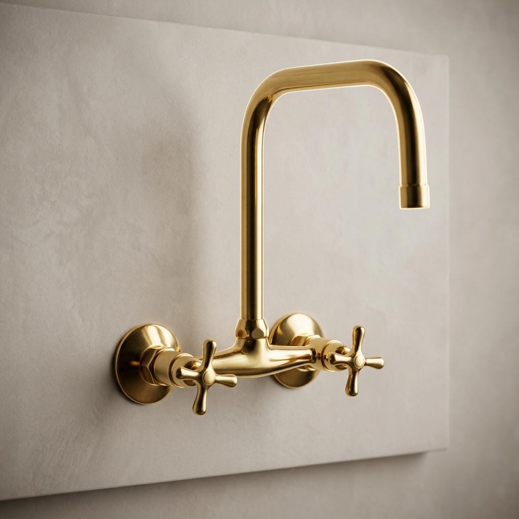 Farmhouse wall mount kitchen faucet handcrafted in Morocco