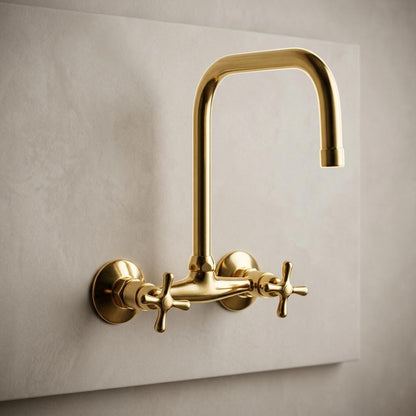Farmhouse wall mount kitchen faucet handcrafted in Morocco