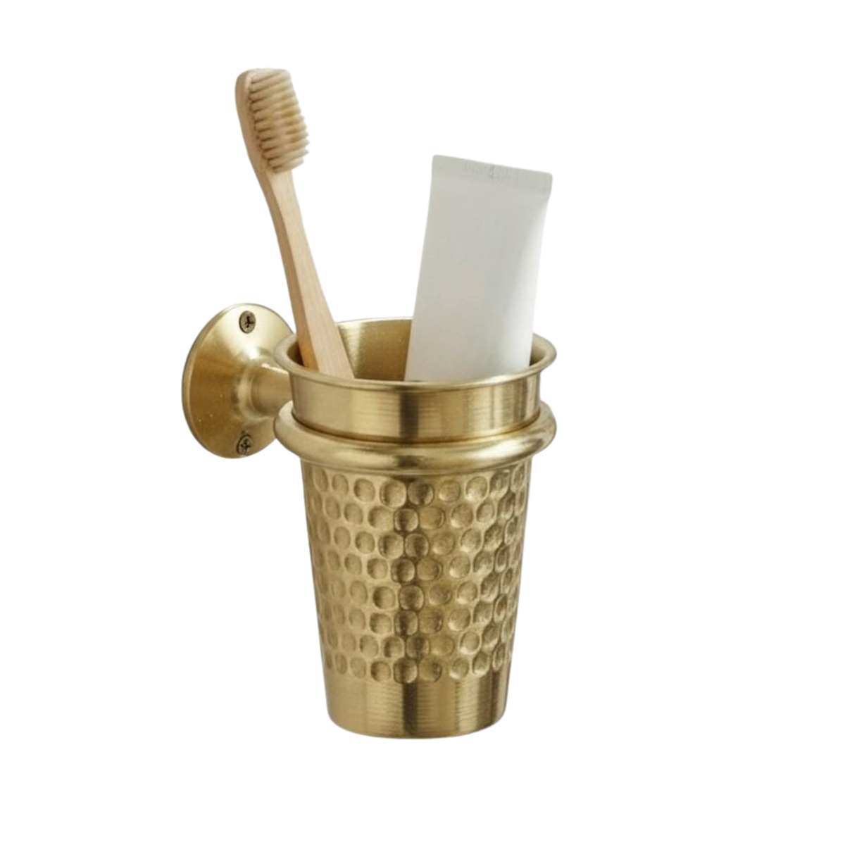 Hammered brass toothbrush holder handcrafted in Morocco