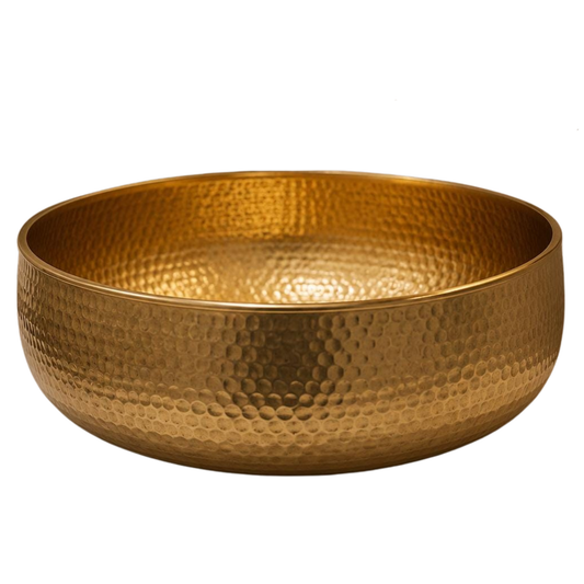 Hammered gold brass vessel sink handcrafted in Morocco