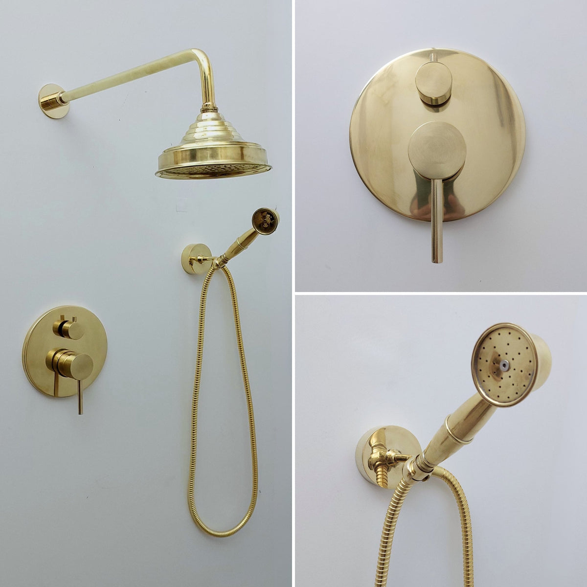 Handcrafted Moroccan brass shower system with concealed installation