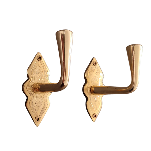 Handcrafted brass coat hook in solid brass