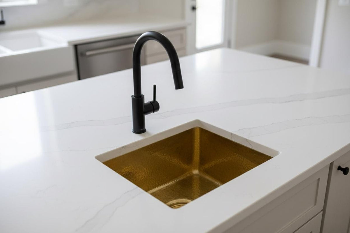 Handcrafted hammered brass sink for modern kitchens