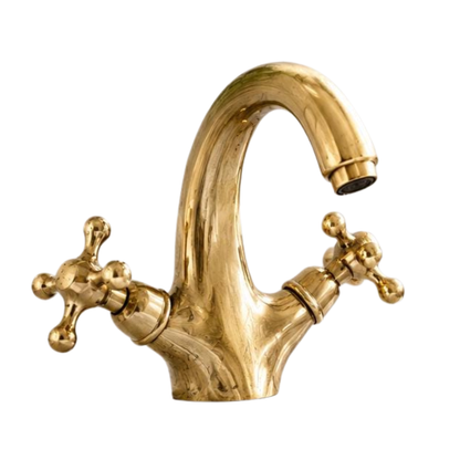 Handmade Moroccan brass bathroom faucet crafted from solid brass