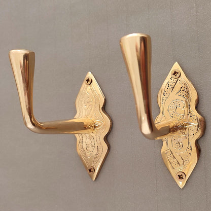 Handmade brass coat hook crafted in Morocco