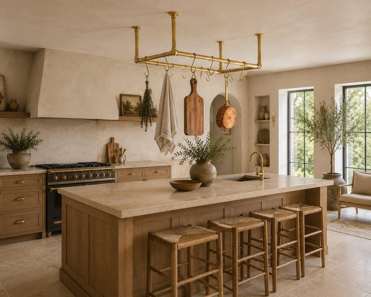 Handmade brass cookware rack crafted in Morocco