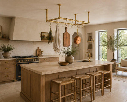 Handmade brass cookware rack crafted in Morocco