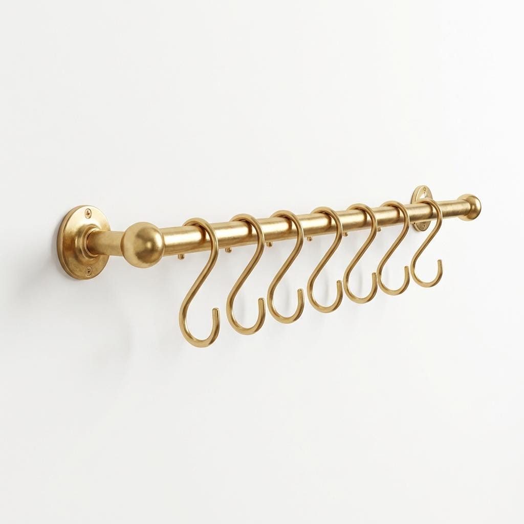 Handmade brass wall pot rack crafted in Morocco