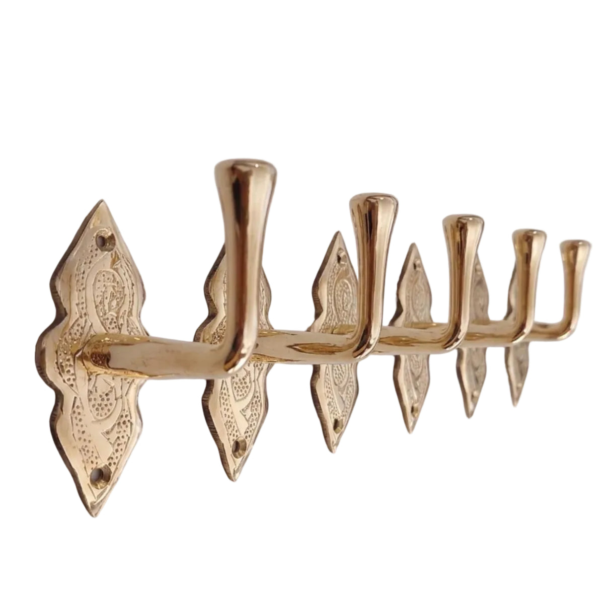 Handmade engraved brass wall hook for doors and bathrooms