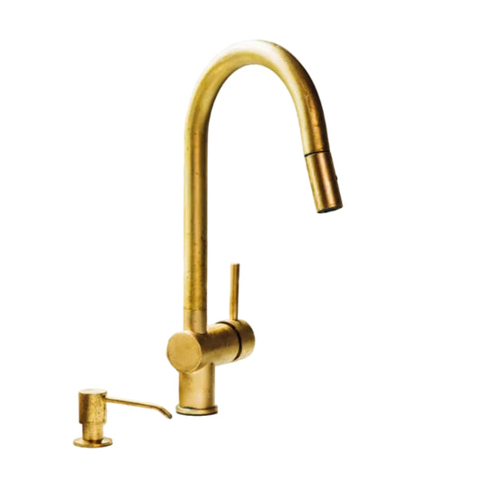 Industrial brass pull-down kitchen faucet with sprayer