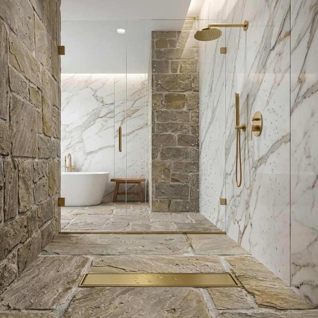 Linear brass floor drain with removable cover for convenient cleaning