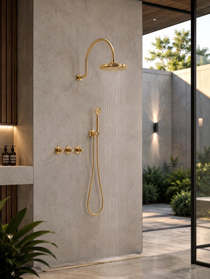 Luxury Moroccan brass shower system with dual cross handles
