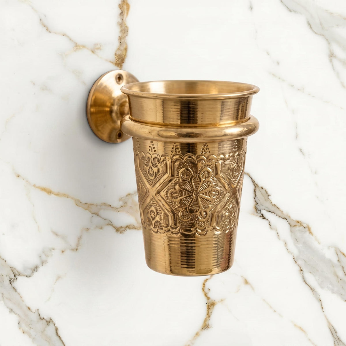 Luxury Moroccan brass toothbrush organizer for a bathroom