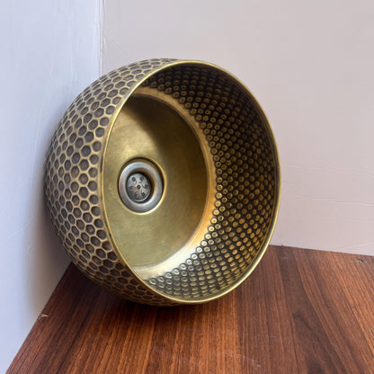 Luxury Moroccan round brass bathroom basin