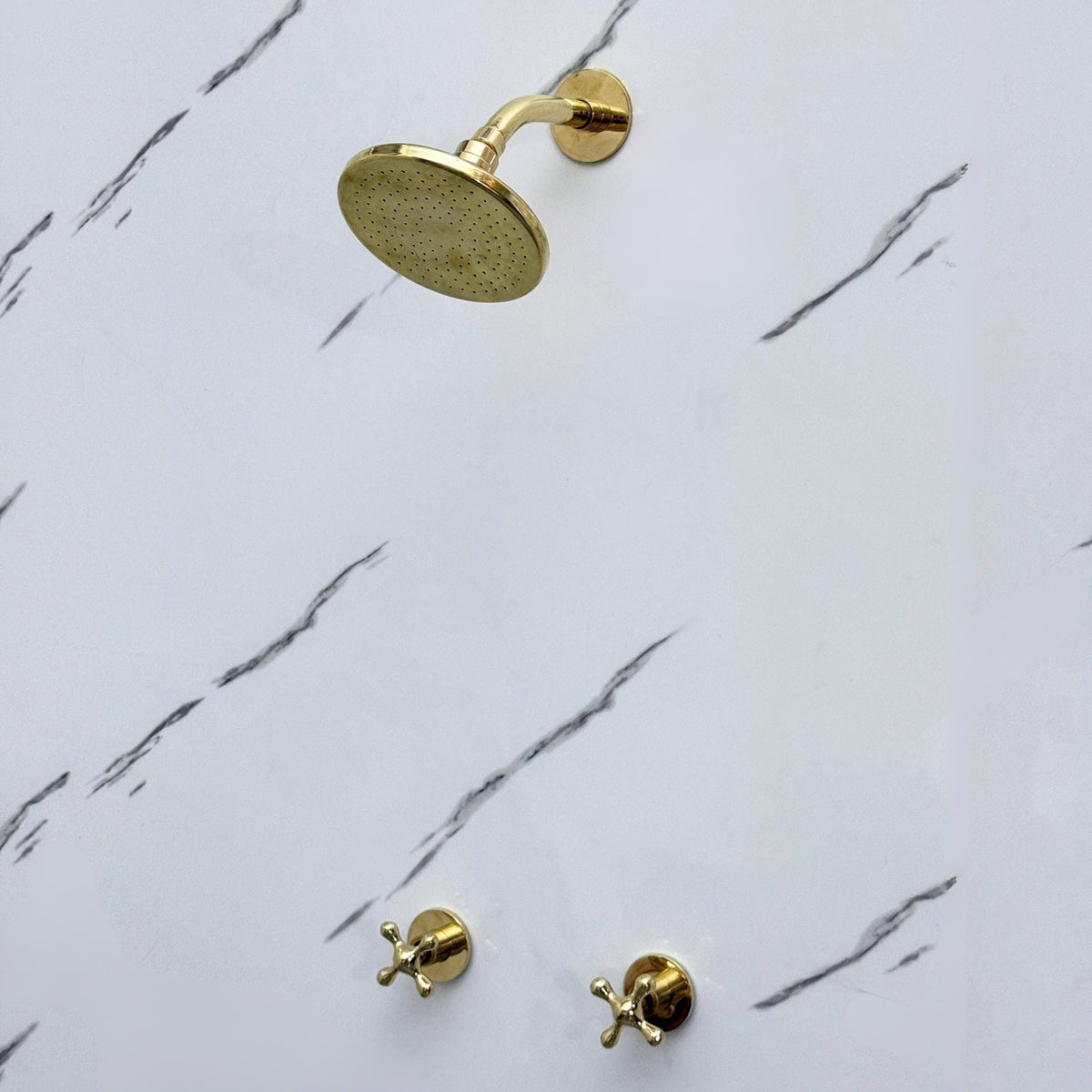 Luxury brass rain shower with classic cross handles