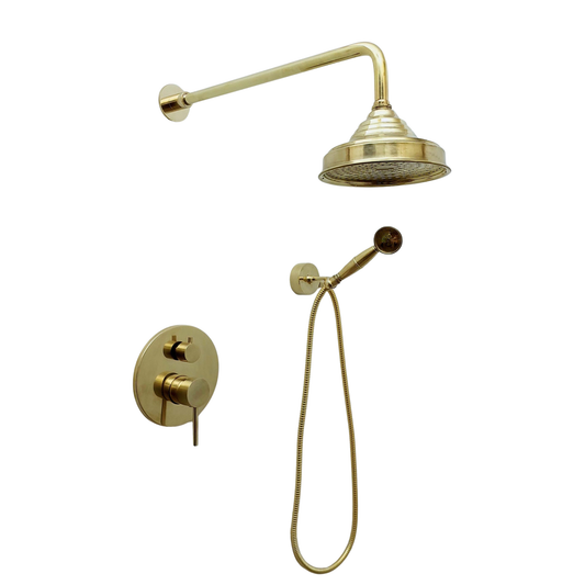 Luxury concealed brass shower system with a round rainfall shower head