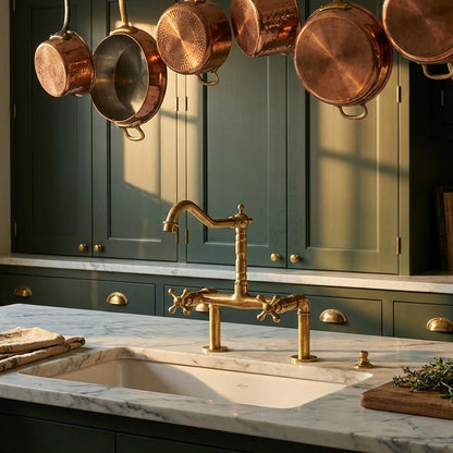 Luxury farmhouse kitchen faucet made from solid brass