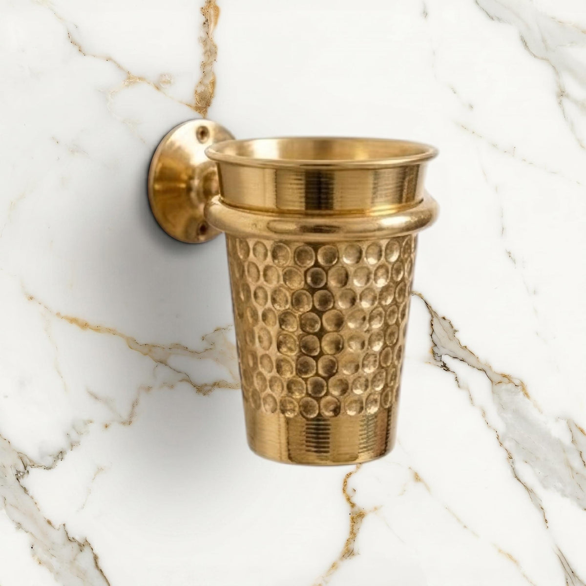 Luxury hammered solid brass bathroom organizer