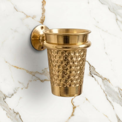 Luxury hammered solid brass bathroom organizer