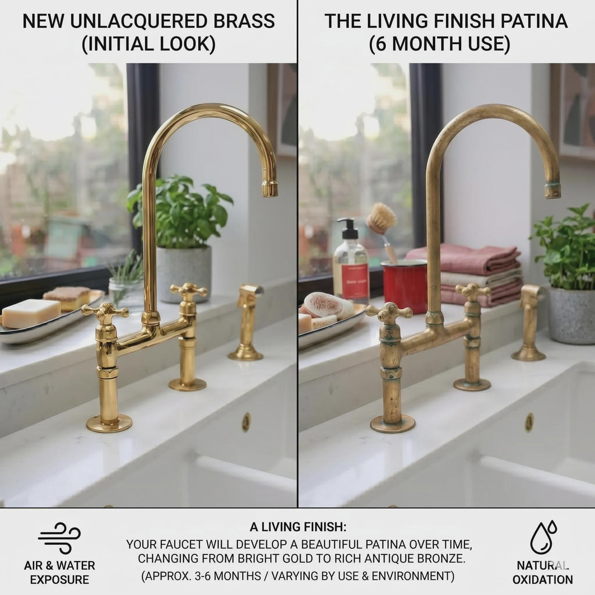 Luxury handcrafted bridge kitchen faucet made in Morocco