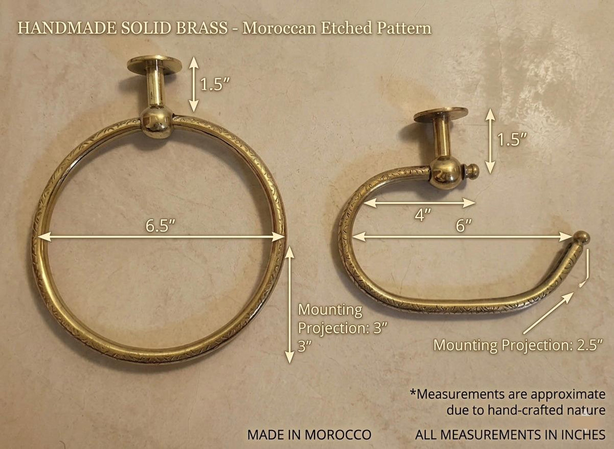 Luxury minimalist brass towel ring for a contemporary bathroom