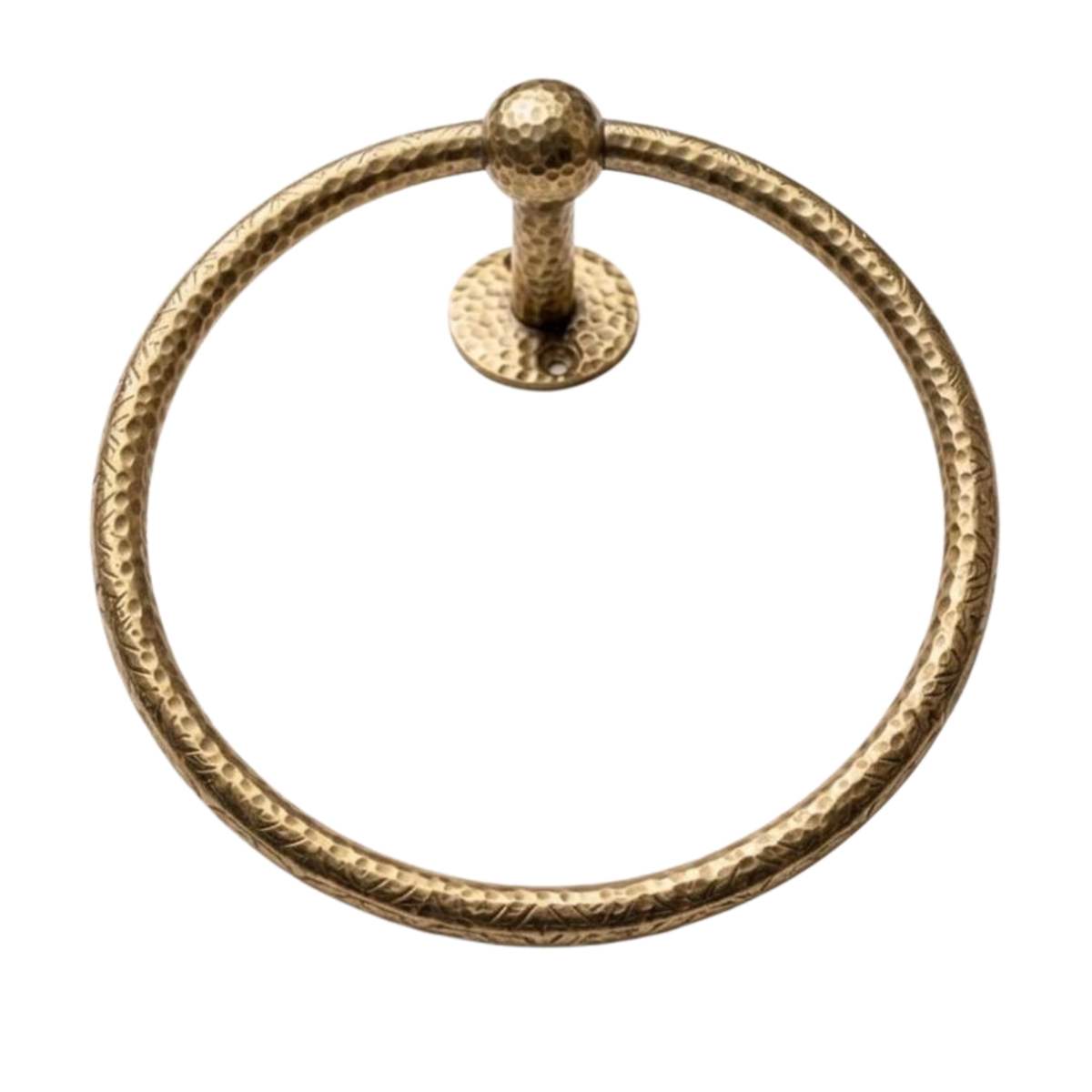 Minimalist solid brass towel ring with an unlacquered finish
