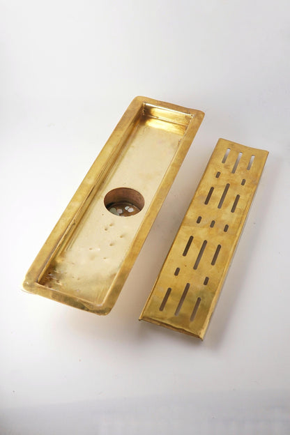 Modern handcrafted linear shower drain made in Morocco