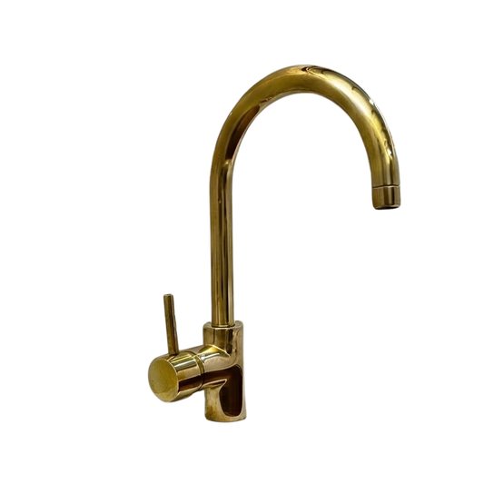 Modern unlacquered brass single hole bathroom faucet