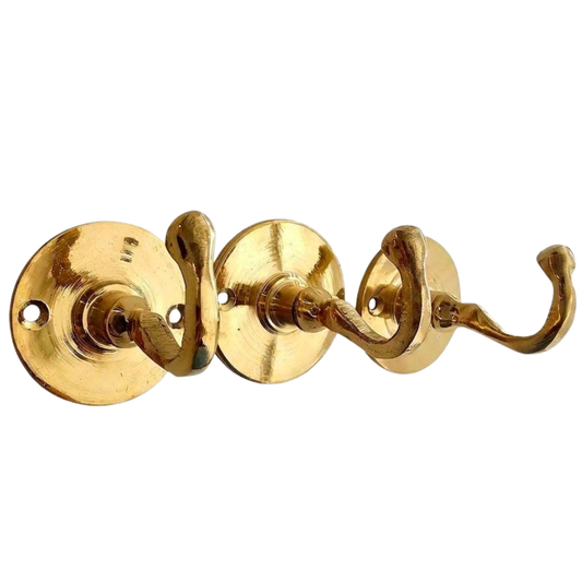 Polished brass wall hook handcrafted in solid brass