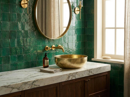 Premium Moroccan brass sink for farmhouse and bohemian bathrooms