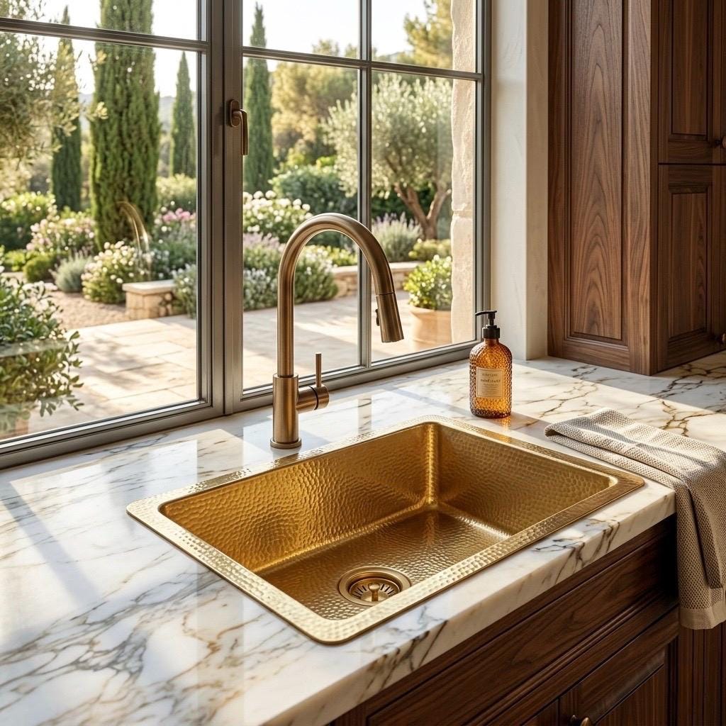 Premium brass farmhouse kitchen sink for modern and traditional homes
