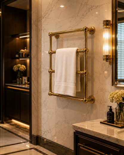 Premium handcrafted brass towel holder with concealed mounting