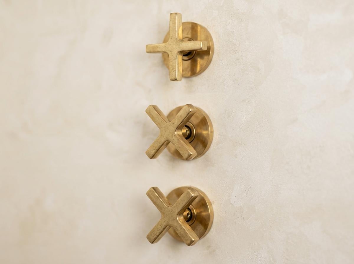 Premium rain shower system with cross handles and a hand shower
