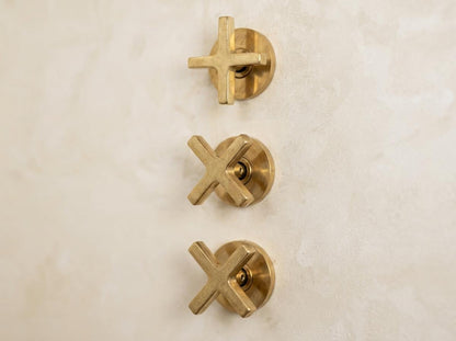 Premium rain shower system with cross handles and a hand shower