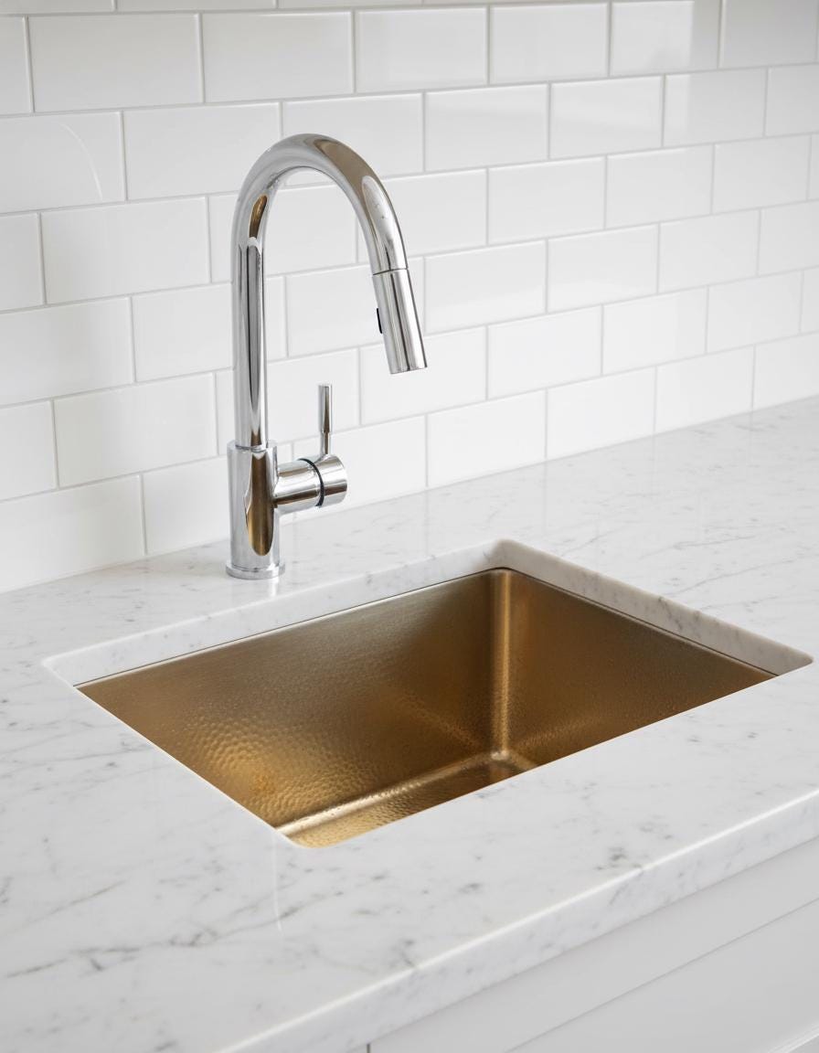 Premium single bowl brass kitchen sink made in Morocco