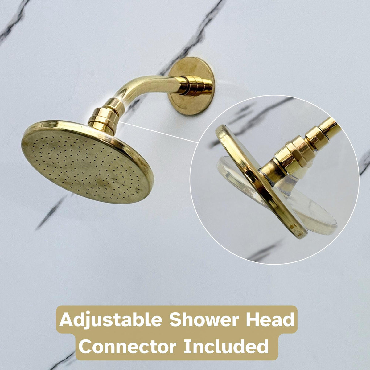 Premium wall mounted brass shower fixture with an adjustable connector