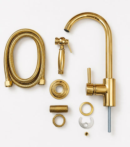Single hole design on antique brass kitchen and vanity faucet