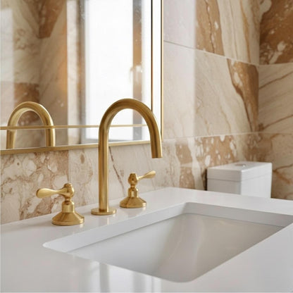 Solid brass 3-hole widespread bathroom faucet with dual handles