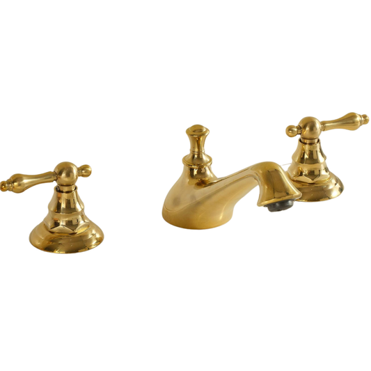 Solid brass Charleston bathroom faucet with a tubular gooseneck spout
