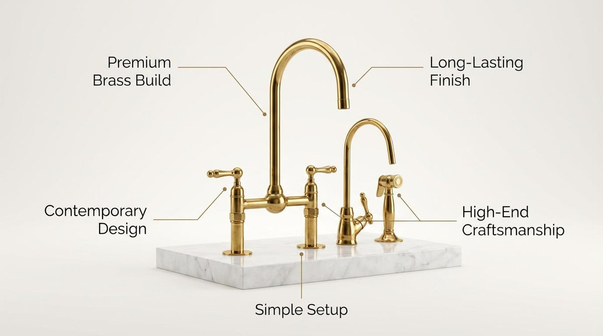 Solid brass bridge faucet with swivel spout