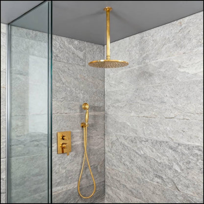 Solid brass ceiling shower with a handheld sprayer